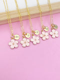 Gold Pink Magnolias Flower Charm Necklace, Best Birthday Christmas Unique Gifts for Sister Friend Girl Teen Daughter Mom Aunt Cousin  N1956