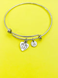 Silver Footprint Charm Bracelet Gifts Idea Personalized Customized Monogram Made to Order Jewelry, AN747