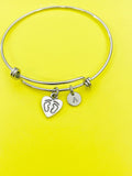 Silver Footprint Charm Bracelet Gifts Idea Personalized Customized Monogram Made to Order Jewelry, AN747