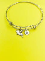 Gold or Silver Flying Pig Charm Bracelet Gifts Ideas, Personalized Customized Monogram Made to Order Jewelry, AN1743