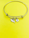 Gold or Silver Flying Pig Charm Bracelet Gifts Ideas, Personalized Customized Monogram Made to Order Jewelry, AN1743