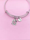 Silver Artist Palette Paintbrush Charm Bracelet Gifts Ideas Personalized Customized Monogram Made to Order Jewelry, AN2635