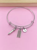 Silver Abacus Pencil Bookkeeping Charm Bracelet Gifts Ideas Personalized Customized Monogram Made to Order Jewelry, AN1500