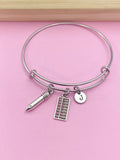 Silver Abacus Pencil Bookkeeping Charm Bracelet Gifts Ideas Personalized Customized Monogram Made to Order Jewelry, AN1500