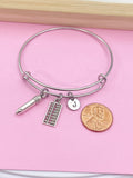 Silver Abacus Pencil Bookkeeping Charm Bracelet Gifts Ideas Personalized Customized Monogram Made to Order Jewelry, AN1500