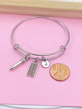 Silver Abacus Pencil Bookkeeping Charm Bracelet Gifts Ideas Personalized Customized Monogram Made to Order Jewelry, AN1500