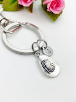 Silver Cowboy Hat Charm Keychain Farmer Gifts Idea, Personalized Made to Order Jewelry, AN4807