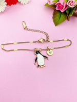 Gold Penguin Charm Bracelet Wildlife Biologist Gifts Ideas Personalized Customized Made to Order Jewelry, AN4342