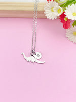 Silver Dinosaur Charm Necklace Paleontologists Paleontology Student Gift Idea Personalized Customized Jewelry N5229