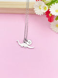Stainless Steel Dinosaur Necklace: Personalized Initial Charm, N5229
