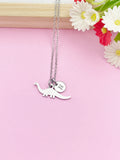 Stainless Steel Dinosaur Necklace: Personalized Initial Charm, N5229