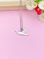 Silver Dinosaur Charm Necklace Paleontologists Paleontology Student Gift Idea Personalized Customized Jewelry N5229