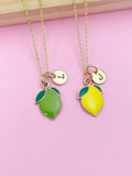 Gold Lemon or Lime Charm Necklace Teens Birthday Gift Idea Personalized Customized Jewelry, N4753