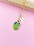 Gold Green Lime Charm Necklace Best Friends Birthday Gifts Ideas Personalized Customized Jewelry, BN4753