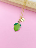 Gold Green Lime Charm Necklace Best Friends Birthday Gifts Ideas Personalized Customized Jewelry, BN4753