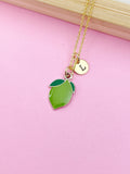 Gold Green Lime Charm Necklace Best Friends Birthday Gifts Ideas Personalized Customized Jewelry, BN4753