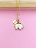 Gold Elephant Charm Necklace Good Luck Gift Idea Personalized Customized Monogram Made to Order Jewelry, N1446