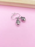 Silver Acorn Charm Earrings Bridesmaid Gifts Ideas Personalized Customized Made to Order Jewelry, N2574