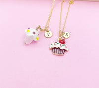 Gold Cupcake Charm Necklace Baker Bakery Shop Gift Ideas Personalized Customized Jewelry, N4341W