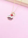 Cupcake Necklace, Best Birthday Gifts, Sweet Necklace Gifts, Personalized Initial Gift, N4341