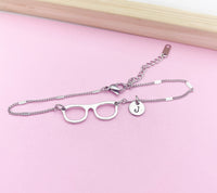 Silver Eyeglasses Charm Bracelet Optometrists Ophthalmologists Eye Doctor Medical School Student Gift Idea AN1413