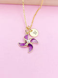 Gold or Silver Pinwheel Necklace, Beautiful Purple Pinwheel Necklace, Windmill Toy, Birthday Gift, N5171