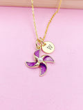 Gold or Silver Pinwheel Necklace, Beautiful Purple Pinwheel Necklace, Windmill Toy, Birthday Gift, N5171