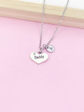 Silver Daddy Heart Charm Necklace Gift Idea Personalized Customized Jewelry, N119A