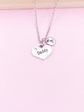 Silver Daddy Heart Charm Necklace Gift Idea Personalized Customized Jewelry, N119A
