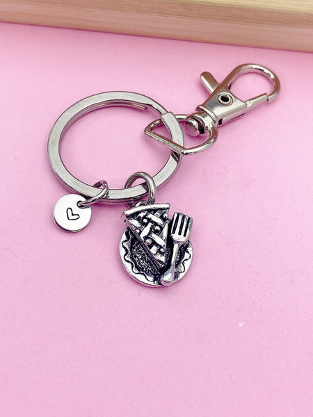 Pie on the Plate Charm Keychain, Apple Pie Piece, Pumpkin Pie,  Food Foodie Jewelry, N3360