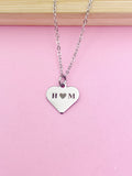 Silver Heart, I Love You Charm Necklace Anniversary Engagement Gifts Ideas Personalized Customized Jewelry, D412