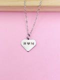 Silver Heart, I Love You Charm Necklace Anniversary Engagement Gifts Ideas Personalized Customized Jewelry, D412
