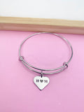 Silver Initial Heart Initial I Love You Charm Bracelet Anniversary Engagement Gift Idea Personalized Customized Jewelry, D413