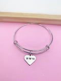 Silver Initial Heart Initial I Love You Charm Bracelet Anniversary Engagement Gift Idea Personalized Customized Jewelry, D413
