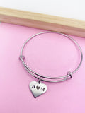 Silver Initial Heart Initial I Love You Charm Bracelet Anniversary Engagement Gift Idea Personalized Customized Jewelry, D413