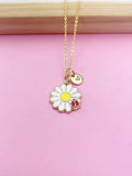 Gold Red Ladybug on Daisy Flower Charm Necklace Gift Ideas Personalized Customized Made to Order Jewelry, N2272