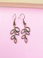 Bronze or Silver Leaf Charm Earrings Bridesmaid Gifts Ideas Personalized Customized Made to Order Jewelry, N5483