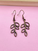 Bronze or Silver Leaf Charm Earrings Bridesmaid Gifts Ideas Personalized Customized Made to Order Jewelry, N5483