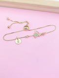 Gold Ballet Dancer Charm Bracelet, Personalized Initial Jewelry