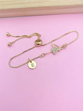 Gold Ballet Dancer Charm Bracelet, Personalized Initial Jewelry