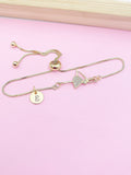 Gold Ballet Dancer Charm Bracelet, Personalized Initial Jewelry