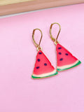 Gold Red Watermelon Charm Earrings Best Friends Gifts Ideas Personalized Customized Made to Order Jewelry, AN2099