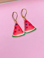 Gold Red Watermelon Charm Earrings Best Friends Gifts Ideas Personalized Customized Made to Order Jewelry, AN2099