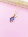Gold Labradorite Necklace, Personalized Initial Charm, Dainty Jewelry, N3425