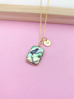 Gold Natural Abalone Shell Charm Necklace Birthday Gift Ideas Personalized Customized Made to Order Jewelry, N4625