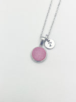 Silver Pink Druzy Agate Charm Necklace Girlfriend Gift Ideas from Boyfriend Personalized Customized Made to Order, CN5259