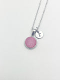 Silver Pink Druzy Agate Charm Necklace Girlfriend Gift Ideas from Boyfriend Personalized Customized Made to Order, CN5259