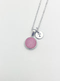 Silver Pink Druzy Agate Charm Necklace, N5259P