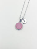 Silver Pink Druzy Agate Charm Necklace, N5259P