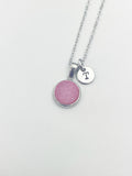 Silver Pink Druzy Agate Charm Necklace Girlfriend Gift Ideas from Boyfriend Personalized Customized Made to Order, CN5259